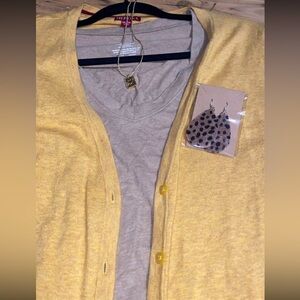 L.L. Bean Tan Cotton Women's Shirt and Merona Sweater